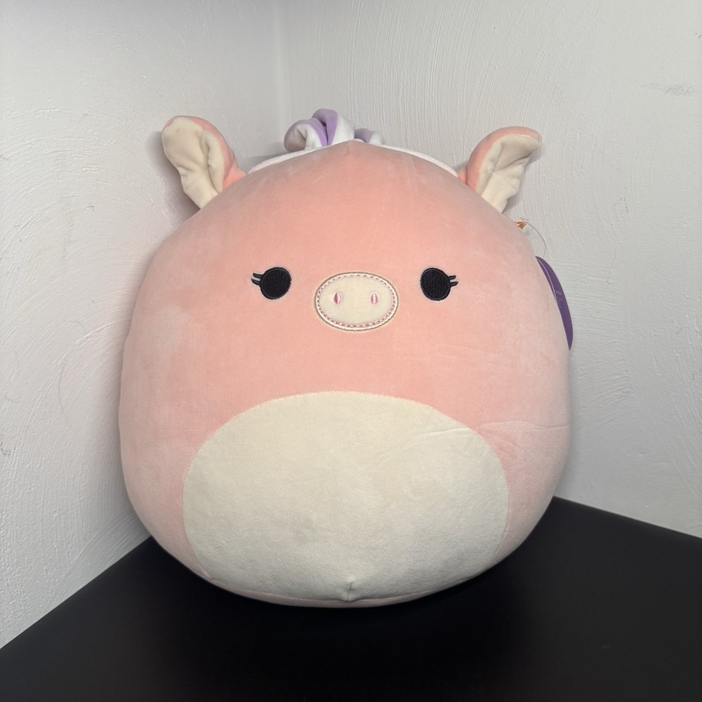 Squishmallows HETTIE Pink Pig Bunny Ears Easter 14" Plush Kellytoy‎ NEW NWT